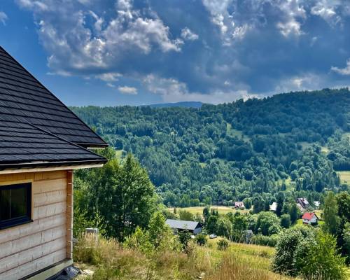 ZAWOJA - NOWY DOM DREWNIANY - widok na Babią Górę